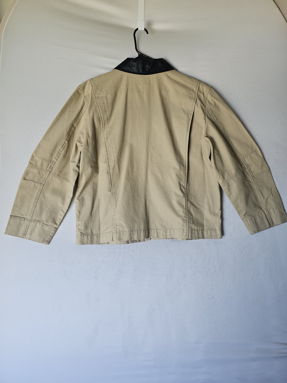 a.n.a a new approach Beige Cotton Full Zip Jacket Coat Faux Leather Collar L NWT - Picture 14 of 16